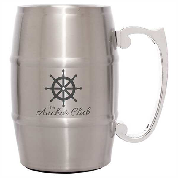 Picture of 17 oz. Silver Stainless Steel Barrel Mug with Handle