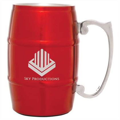 Picture of 17 oz. Red Stainless Steel Barrel Mug with Handle