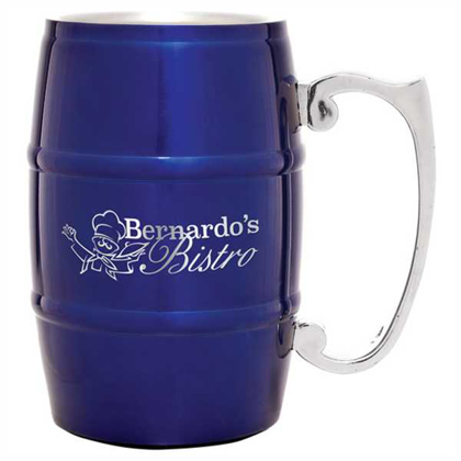 Picture of 17 oz. Blue Stainless Steel Barrel Mug with Handle