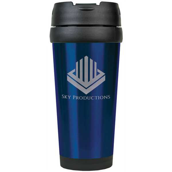 Picture of 16 oz. Blue Laserable Stainless Steel Travel Mug without Handle
