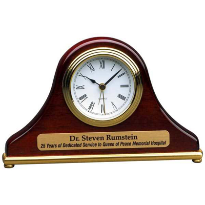 Picture of 7 1/2" x 4 1/2" Rosewood Piano Finish Mantel Desk Clock
