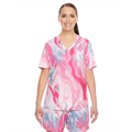Picture of Ladies' Short-Sleeve V-Neck Tournament Sublimated Pink Swirl Jersey