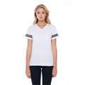 Picture of Ladies' 4.3 oz., CVC Striped Varsity T-Shirt
