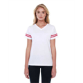 Picture of Ladies' 4.3 oz., CVC Striped Varsity T-Shirt