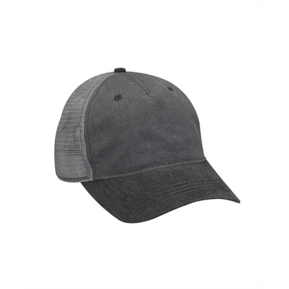Picture of Pigment-Dyed Twill & Mesh 5 Panel Trucker Cap